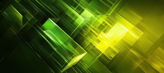 Obraz premium Dynamic green geometric light streaks modern abstract artwork
