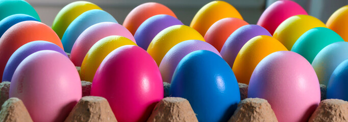 Colored egg boxes, colorful eggs for Easter