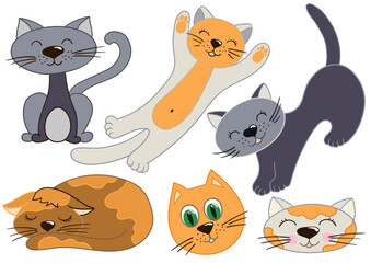 Set of color illustrations in hand draw style