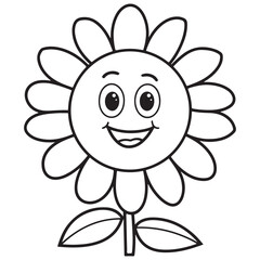 Obraz premium Cute Sunflower Coloring Page for Kids