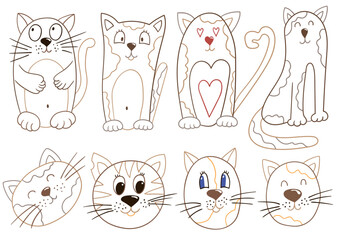 Set of color illustrations in hand draw style