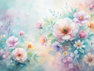 Minimalist Watercolor Floral Backgrounds: Delicate Blooms & Soft Hues - High-Resolution Artistic Prints