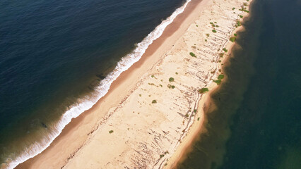 Aerial view of sandbar, Sussex Beach near Freetown, Sierra Leone