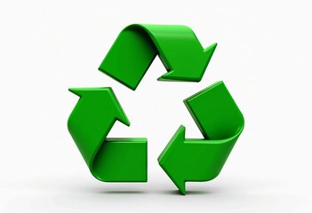Obraz premium Need a Simple and Effective 3D Green Recycling Symbol? This Smooth, Glossy Icon on a White Background is Perfect for Websites, Apps, and Presentations.