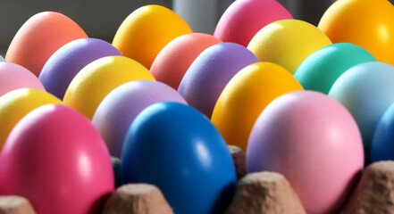 Colored egg boxes, colorful eggs for Easter