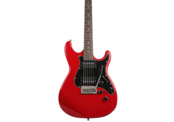 Red electric guitar isolated on White background