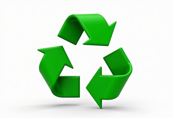 Obraz premium Get a High-Impact 3D Green Recycling Symbol for Your Website or Presentation: This Smooth, Glossy Icon on a White Background is Perfect for Eco-Conscious Brands.
