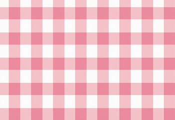 Charming Pink Gingham Pattern: Seamless Design Featuring Pink and White Checkered Fabric with a Repeating Square Pattern, Soft Colors, and a Realistic Textile Texture.


