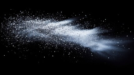 Abstract cosmic dust cloud on black background creating a dynamic ethereal dreamy scene for wallpaper and design element