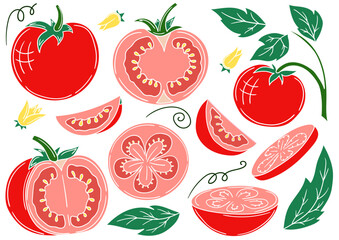 Set of color illustrations in hand draw style