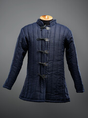 Historical fashion. Medieval knight cloth. Padded jacket gambeson.