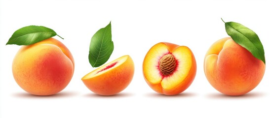 Captivating Still Life of Fresh Peaches with Vibrant Colors and Natural Textures on a Clean White Background for Stock Photography