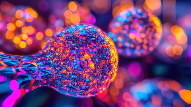 Abstract representation of a human cell in vibrant colors highlighting its unique structure and dynamics