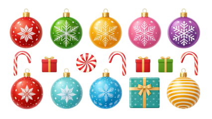 Festive Christmas Ornaments, Gifts, and Candy Canes