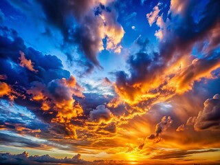 Moody Cloudy Sunset Sky, Blue Hour Dusk, Low Light Photography