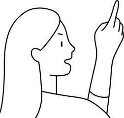 가리키는 여자 흑백