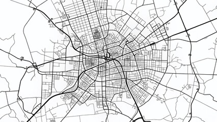 Obraz premium Morristown, Tennessee Street Map: Black & White Line Art, Rule of Thirds Composition