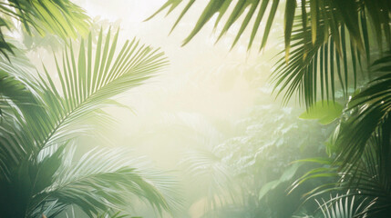 Tropical Forest View Capturing a Dreamy Ambiance With Soft Warm Lighting and Natural Hues