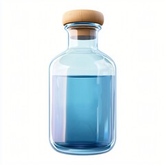 Glass Bottle with Blue Liquid Wooden Cork Apothecary Jar Science Lab Studio Shot
