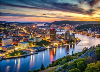 Fototapeta premium Newfoundland & Labrador Cityscapes: St. John's & Corner Brook Silhouettes