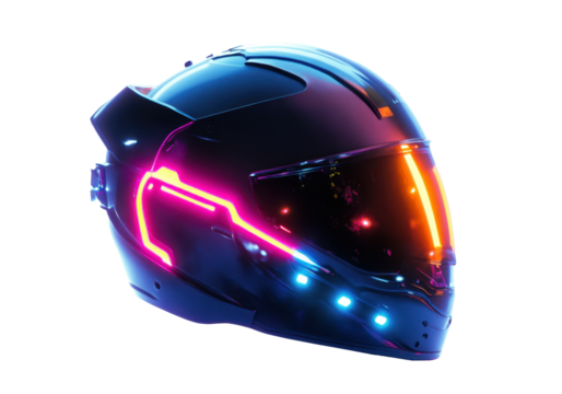 Cyberpunk helmet with aerodynamic Neon-lit design