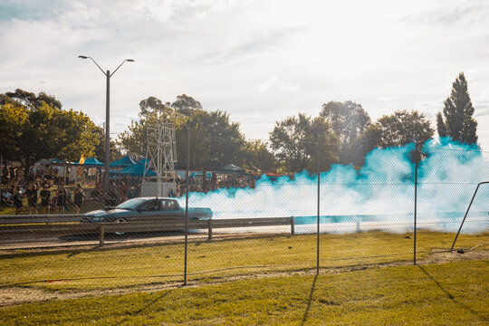 Australia Day long weekend burnout competition at Kandos in rural New South Wales