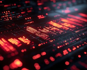 Vibrant Visualization of Glowing Graphs and Highlighted Red Spikes Symbolizing Anomalies in Big Data Fraud Analysis