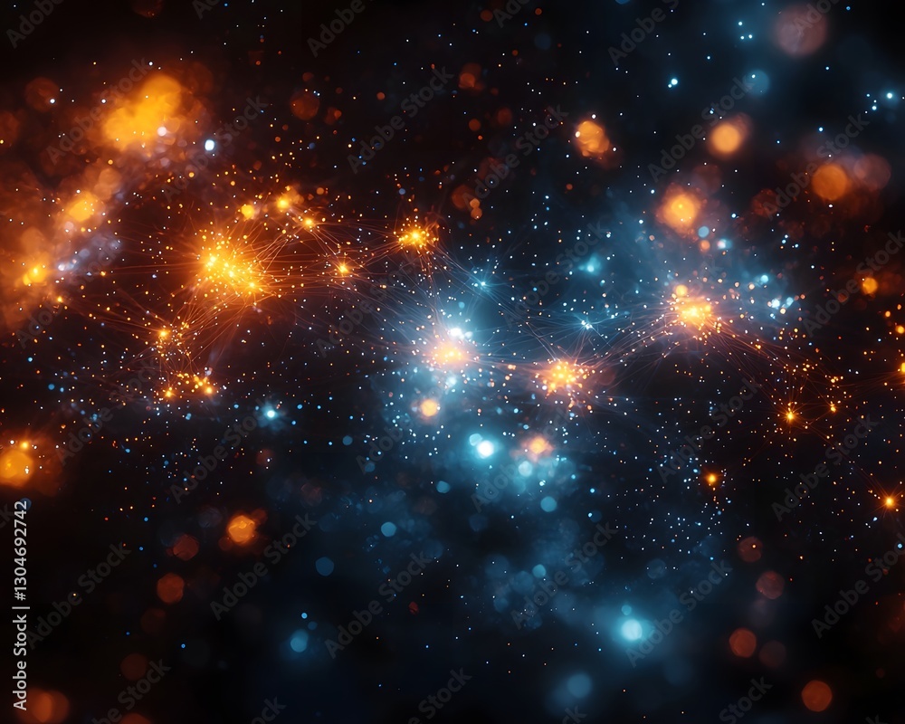 Poster glowing neural network visualization highlighting sentiment polarity clusters