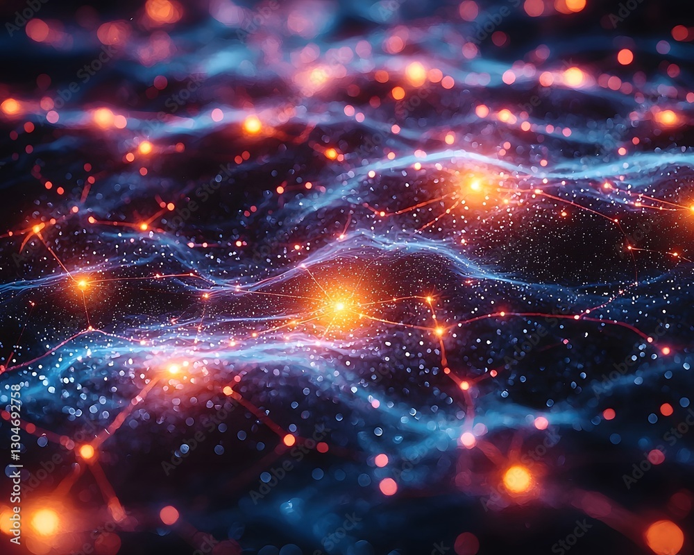 Poster vibrant neural network visualization showcasing sentiment analysis patterns