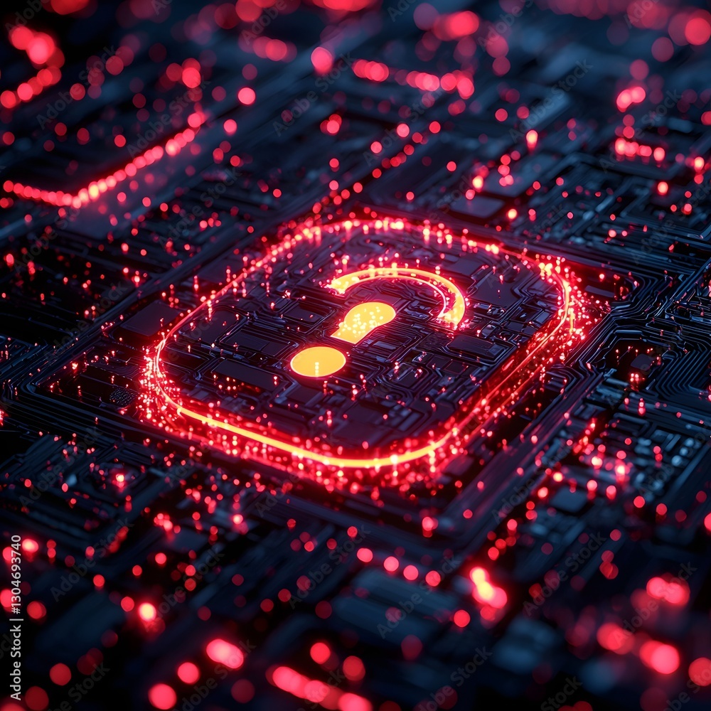 Poster minimalist glowing alert icon floating over digital data grid simplistic fraud detection visualizati