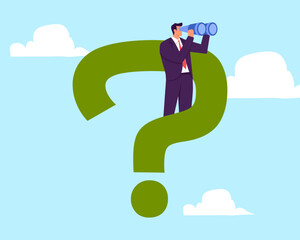 Curiosity explore unknown, search for solution or new business opportunity, seek for success concept