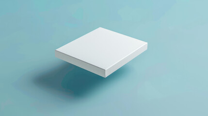 white box on blue background, mockup