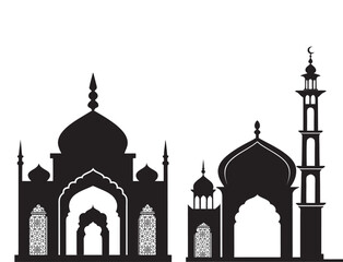 Islamic Mosque Silhouette Vector Illustration