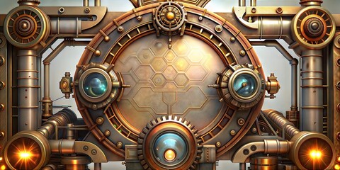 Industrial Steampunk Metal Door with Rivets and Bolts