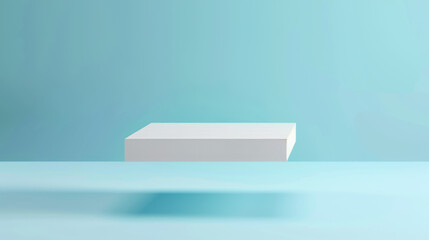 white box on blue background, mockup
