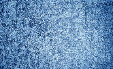 Blue color bath towel texture.