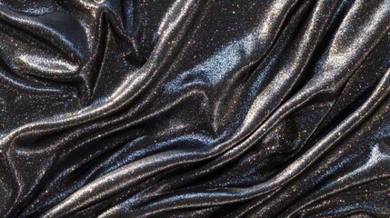 Dark Glittering Fabric Draped in Elegant Waves