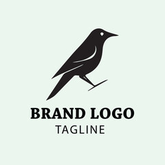 Elegant Black Bird Logo Design for Branding