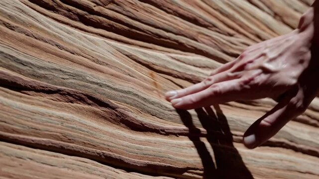 Hand following the lines of the wave arizona