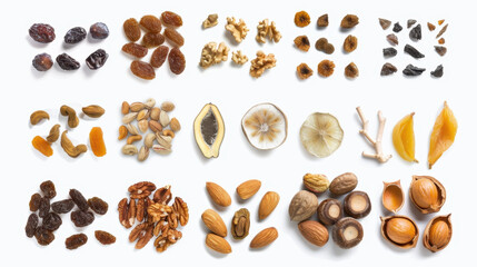 Obraz premium dried fruits and nuts isolated on white