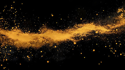 Fototapeta premium Flowing Golden Particles on Black Background