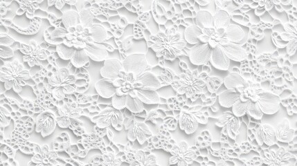 White Lace Fabric With Embroidered Flowers