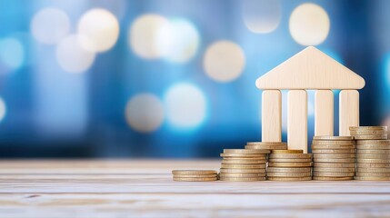 House on top of coins representing business concept for ethical banking institutions and financial growth