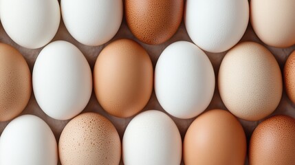 Variety of eggshell colors and textures in natural arrangement.