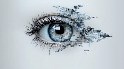Abstract Artistic Representation of an Eye with Digital Aesthetic