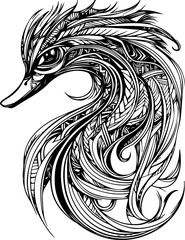 Fototapeta premium SVG vector features zentangle animal designs. Intricate Line Art of a Stylized Bird Design