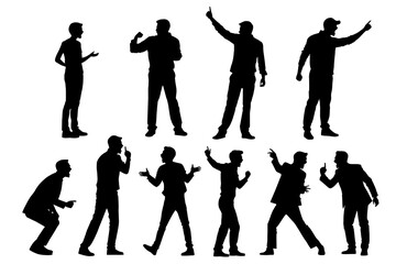 shadow shilloute People  are showing quarrel gesture Yelling at each other