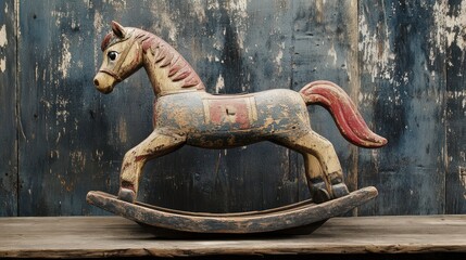 Antique Wooden Rocking Horse Vintage Toy