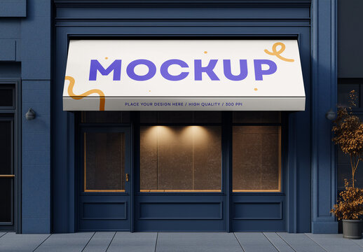 Storefront Awning Mockup &ndash; Realistic Outdoor Branding Presentation