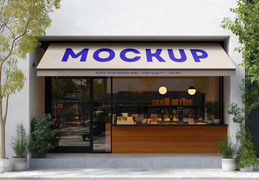 Storefront Awning Mockup &ndash; Realistic Outdoor Branding Presentation
